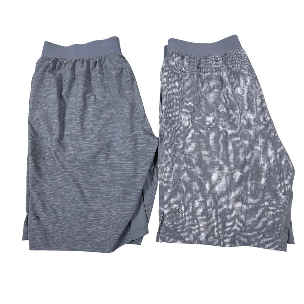 Two Lululemon T.H.E. Linerless 12” Athletic Running Shorts Gray Camo Men XXL